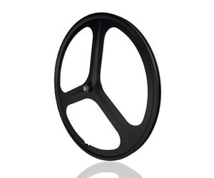 Paire De Roues pour Vélo À Pignon Fixe 700C 3 Rayons Vélo De Piste Roues Avant Et Arrière Alliage De Magnésium Frein V-Brake Axe Plein 100/120mm Moyeux pour Vitesse Unique(Black,Front)