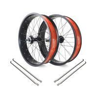 Paire de Roues pour vélo de Neige 20/24/26”X 4,0" Plage Roues Avant Et Arrière 36x14G Rayons Alliage D'aluminium 6 Boulons Freins à Disque 135/195mm pour Vélo Fat Bike 7-10 Vitesses(20IN-Front+Rear)