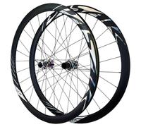 Paire De Roues pour Vélo De Route 700C Frein À Disque Jante en Alliage D'aluminium Blocage Rapide Avant Arrière Moyeu 24H pour Cassette 8-12 Vitesses(Colorful)