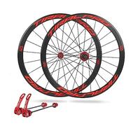 Paire De Roues pour Vélo De Route 700C QR Frein sur Jante Roues Avant Et Arrière pour Vélo Jante en Alliage D'aluminium 20/24H Moyeux pour Cassette 8/9/10/11vitesses(Red)