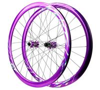Paire De Roues pour Vélo De Route 700C QR Roue Avant Et Arrière Jantes en Alliage D'aluminium À Double Couche Frein À Disque 24 Moyeux pour Cassette 8-12 Vitesses(Purple-Sign)