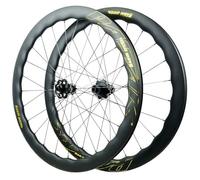 Paire De Roues pour Vélo De Route en Fibre De Carbone Jantes À Pneus 700C Axe Traversant Center Lock Frein À Disque Moyeux 24H pour Cassette 8/9/10/11/12 Vitesses(Black-Gold,F12R12)