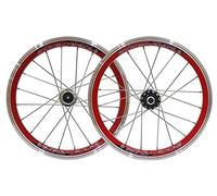 Paire de Roues vélo 16 Pouces à pignon Fixe, 11 Dents, Jantes Frein en V, 20 Rayons, Vitesse Unique, for Enfants, Pliant, BMX, VTT, 1249 g(Red)
