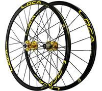 Paire de Roues vélo 26/27,5 Pouces, VTT à démontage Rapide, 24 Trous, Alliage d'aluminium, Frein Disque, 11/12 Vitesses(Yellow,27.5inch)