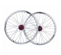 Paire de Roues vélo Pliable 20 Pouces 406, Jantes VTT, Freins à Disque, moyeu dégagement Rapide, 32 Trous(White)