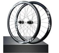 Paire de Roues vélo Route 50 mm 700C, axe traversant en Fibre Carbone, Frein à Disque, Jantes roulements scellés, pneus 23C/45C, moyeu 1720 g(9 * 100mm/10 * 135mm,A/38mm)