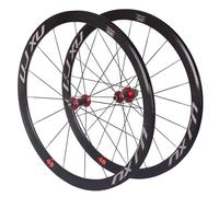 Paire De Roues Vélo Route 700C avec Frein sur Jante Et Moyeu en Carbone Profondeur 40 Mm Roues Avant Et Arrière en Alliage D'aluminium Supportant 8/9/10/11 Vitesses(Red Drum)