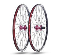 Paire de Roues VTT 24/26/27,5/29 Pouces, Jantes Double Couche en Alliage d'aluminium, axe traversant 32 Trous, moyeux de Freins à Disque, 2 roulements Avant, 4 roulements arrière,