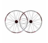 Paire De Roues VTT 24 Pouces, Frein À Disque 6 Boulons, Jantes en Alliage D'aluminium À Double Paroi, Attache Rapide 100×9mm/135×10mm, Cassette 7, 8, 9 Vitesses, Valve Schrader(White Red)