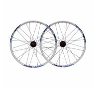 Paire De Roues VTT 24 Pouces, Frein À Disque 6 Boulons, Jantes en Alliage D'aluminium À Double Paroi, Attache Rapide 100×9mm/135×10mm, Cassette 7, 8, 9 Vitesses, Valve Schrader(White Blue)
