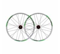 Paire De Roues VTT 24 Pouces, Frein À Disque 6 Boulons, Jantes en Alliage D'aluminium À Double Paroi, Attache Rapide 100×9mm/135×10mm, Cassette 7, 8, 9 Vitesses, Valve Schrader(White Green)