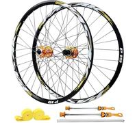 Paire De Roues VTT 26"/27,5"/29", Freins À Disque, Jantes Aluminium 32 Trous Et Moyeux HG, Roue Avant 100 X 9 Mm/Arrière 135 10, Compatible 7 12 Vitesses(Gold,26inch)
