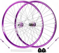 Paire de Roues VTT 26/27,5/29 Pouces, moyeux 100 mm/135 mm pour Freins à Disque, Jantes Avant et arrière en Alliage d'aluminium, Blocage Rapide pour Cassette 8-12 Vitesses Purple,27.5"