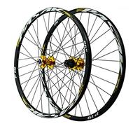Paire de Roues VTT 26 Pouces, 27,5, 29, Freins à Disque dégagement Rapide, Jantes Double paroi 24 Trous, compatibles avec Cassettes 7 11 Vitesses(Gold,26 inch)