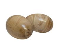 Paire de shakers à percussion en bois faits à la main - Grand shaker en bois de Bali - Instrument traditionnel issu du commerce équitable d'Indonésie (10 x 6 cm)
