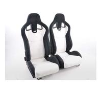 Paire de siege baquet Columbus Tissu Blanc Noir Inclinable-32681446