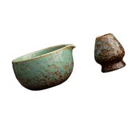 Paire de supports de bol en céramique avec forme de fouet large, finition émaillée pour le de table, ensemble de bols à thé, de fouet en céramique, Chasen, ustensiles de lèvre à