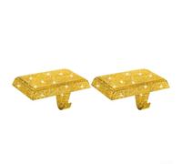 Paire de supports de chaussettes de Noël avec base en fer robuste et crochets pour une utilisation sur la cheminée pour maintenir les bas stables pendant les décorations saisonnières (doré)