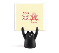 Paire de supports mémo motif chat noir Bélier Poissons