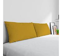 Paire de taies d'oreiller Max Color 100% Coton, fabriqué en Italie, Dimensions taie d'oreiller 50 x 80 cm avec Rabat intérieur, Couleur Unie - Moutarde