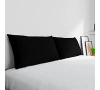 Paire de taies d'oreiller Max Color 100% Coton, fabriqué en Italie, Dimensions taie d'oreiller 50 x 80 cm avec Rabat intérieur, Couleur Unie - Noir