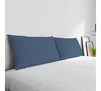 Paire de taies d'oreiller Max Color 100% Coton, fabriqué en Italie, Dimensions taie d'oreiller 50 x 80 cm avec Rabat intérieur, Couleur Unie - Avio