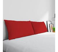 Paire de taies d'oreiller Max Color 100% Coton, fabriqué en Italie, Taille taie d'oreiller 50 x 80 cm avec Rabat intérieur, Couleur Unie - Rouge
