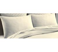 Paire de taies d'oreiller Oxford et ménagère à rayures 100 % coton égyptien - 250 fils au pouce carré - Qualité hôtelière douce et lisse (crème, paire de taies d'oreiller)