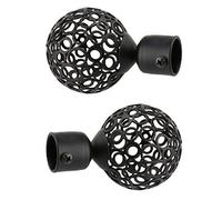 Paire de tringles à rideaux de fenêtre Diamètre intérieur 22 mm 3 boules en nid d'abeille Noir