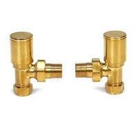 Paire de valves de radiateur coudées à angle droit en laiton brossé 15 mm