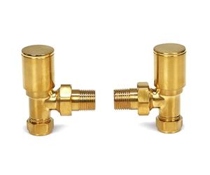Paire de valves de radiateur coudées à angle droit en laiton brossé 15 mm