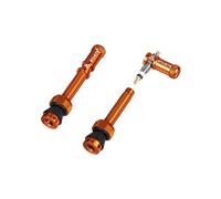 Paire de valves tubeless granite design juicy nipple 45 mm avec bouchons demonte obus orange