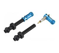 Paire de valves tubeless granite design juicy nipple 80 mm avec bouchons demonte obus bleu