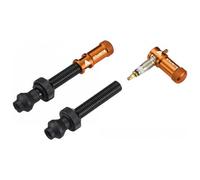 Paire de valves tubeless granite design juicy nipple 80 mm avec bouchons demonte obus orange