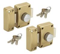 Paire de verrous de porte à bouton Cylindre 45 mm Double verrou s'entrouvrant avec 4 clés uniques