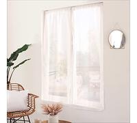 Paire de Vitrage Blanc, 70x160cm, Voilage Passe Tringle, Finition Droite, 100% Polyester Sablé, Collection Sablé, Enjoy Home