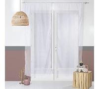 Paire de Vitrage Blanc, 90x160cm, Voilage Passe Tringle, Finition Droite, 100% Polyester Sablé, Collection Sablé, Enjoy Home