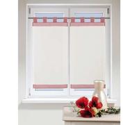 Paire De Vitrage En Lin Avec Brides En Petits Carreaux Style Bistrot - 45x90cm - Rouge