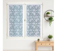 Paire de vitrages base découpée en dentelle ginkgo Blanc 60x120 cm