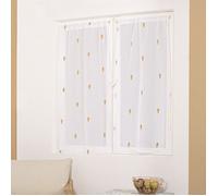 Paire de vitrages droits brodée de gouttes - Miel - 60 x 160 cm