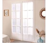 Paire de Vitrages Droits HOME MAISON - Blanc - 2 x 90 x 220 cm - Finition Passe Tringle