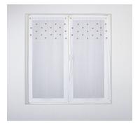 Paire de vitrages droits sablés avec top à cœurs - Beige - 60 x 120 cm