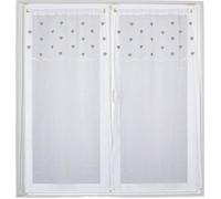 Paire de vitrages droits sablés avec top à cœurs - Beige - 60 x 90 cm