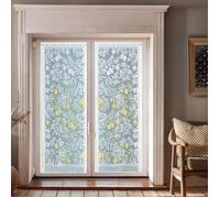 Paire de vitrages frangés dentelle motif feuillage et fruits Vert 60x120 cm