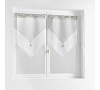 Douceur d'Intérieur – Paire de voilages à passants Duetto 2x60x120 cm Voile double sablé Gris/Blanc