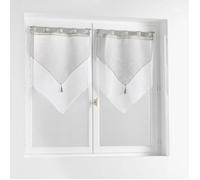 Douceur d'Intérieur Paire de voilages à passants Duetto 2x60x160 cm Voile double sablé Gris/Blanc