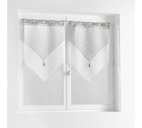 Douceur d'Intérieur Paire de voilages à passants Duetto 2x60x160 cm Voile double sablé Gris/Blanc