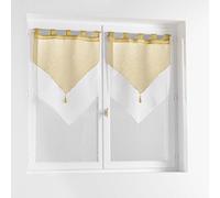 Douceur d'Intérieur Voilages à passants Duetto Paire 2 x 60 x 160 cm Voile double sablé Miel/Blanc