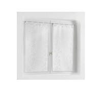 Douceur d'Intérieur – Voile Edenia, paire droite à passants sablé brodé 2 x 60 x 160 cm Blanc