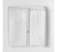 Douceur d'Intérieur – Voile Edenia, paire droite à passants sablé brodé 2 x 60 x 160 cm Blanc